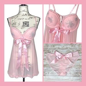 Victoria’s Secret Sexy Little Things Bling Pink Lingerie Set 36C/Large